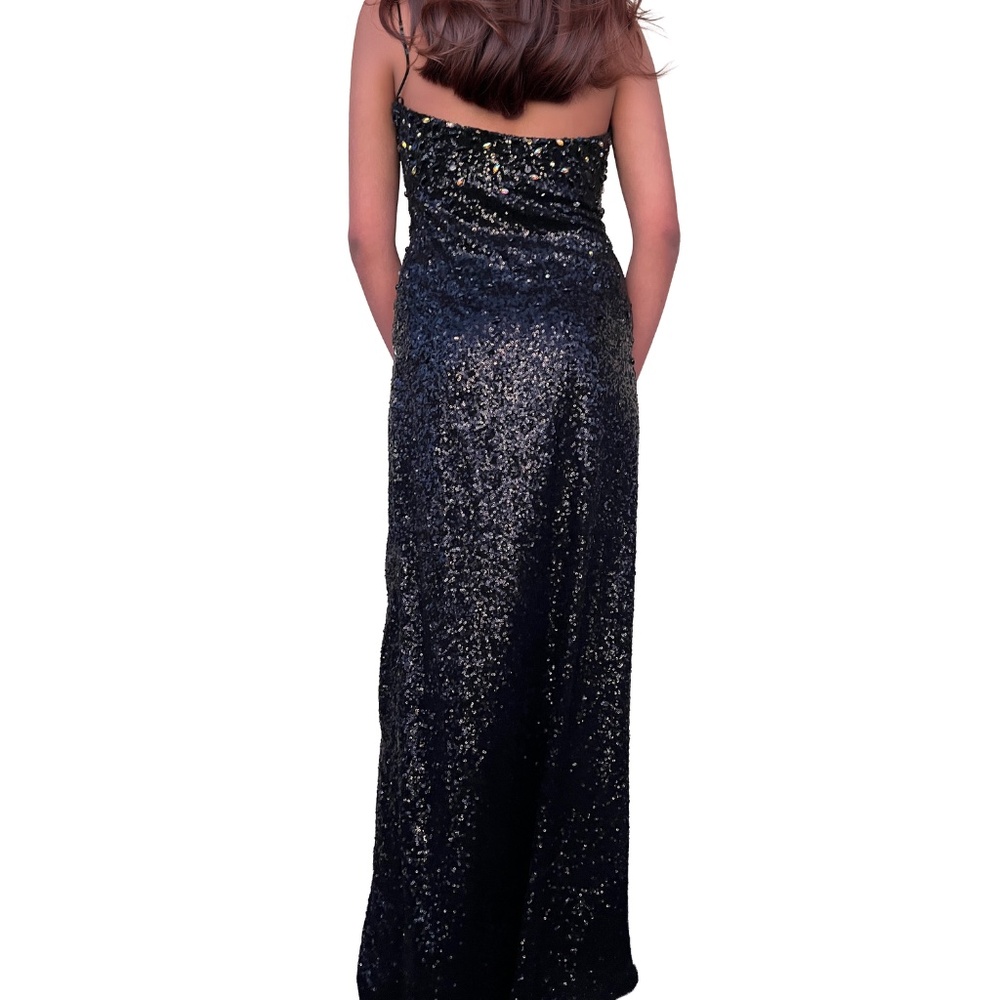 Black Sequined Formal/Prom/Special Event Column Dress - Size 6 - Picture 5 of 6